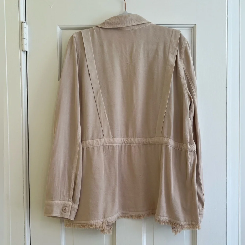 Maven West Cinched Waist Jacket Sand Cream Raw Hem Women’s Small